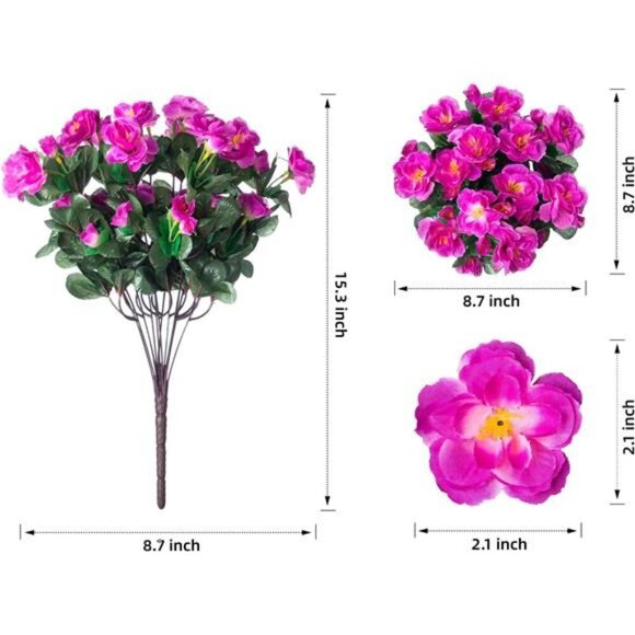 Artificial Camellia Flowers UV Resistant Outdoor Porch Patio Decor 3 Bundles - Picture 2 of 8